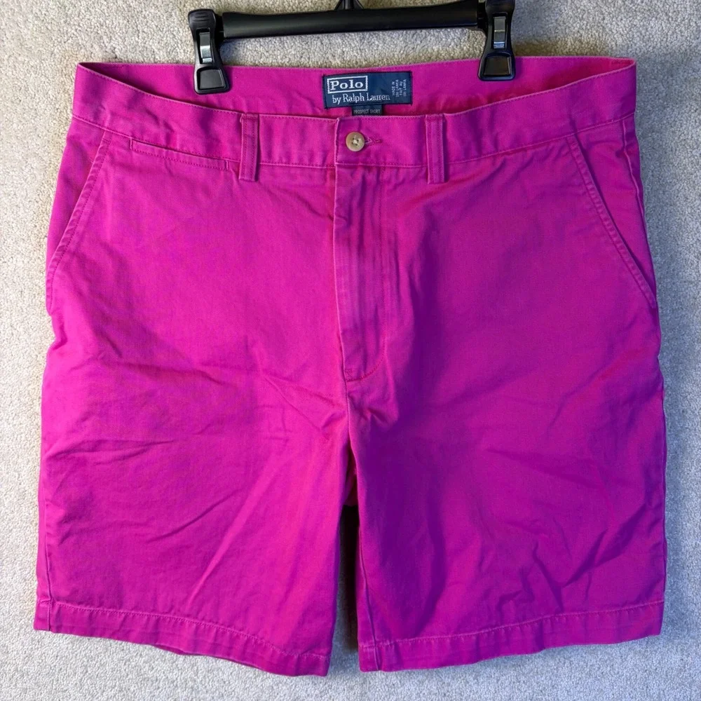 Polo Ralph Lauren Prospect‎ Short Mens 33 Pink Cotton Chino Flat Front Classic